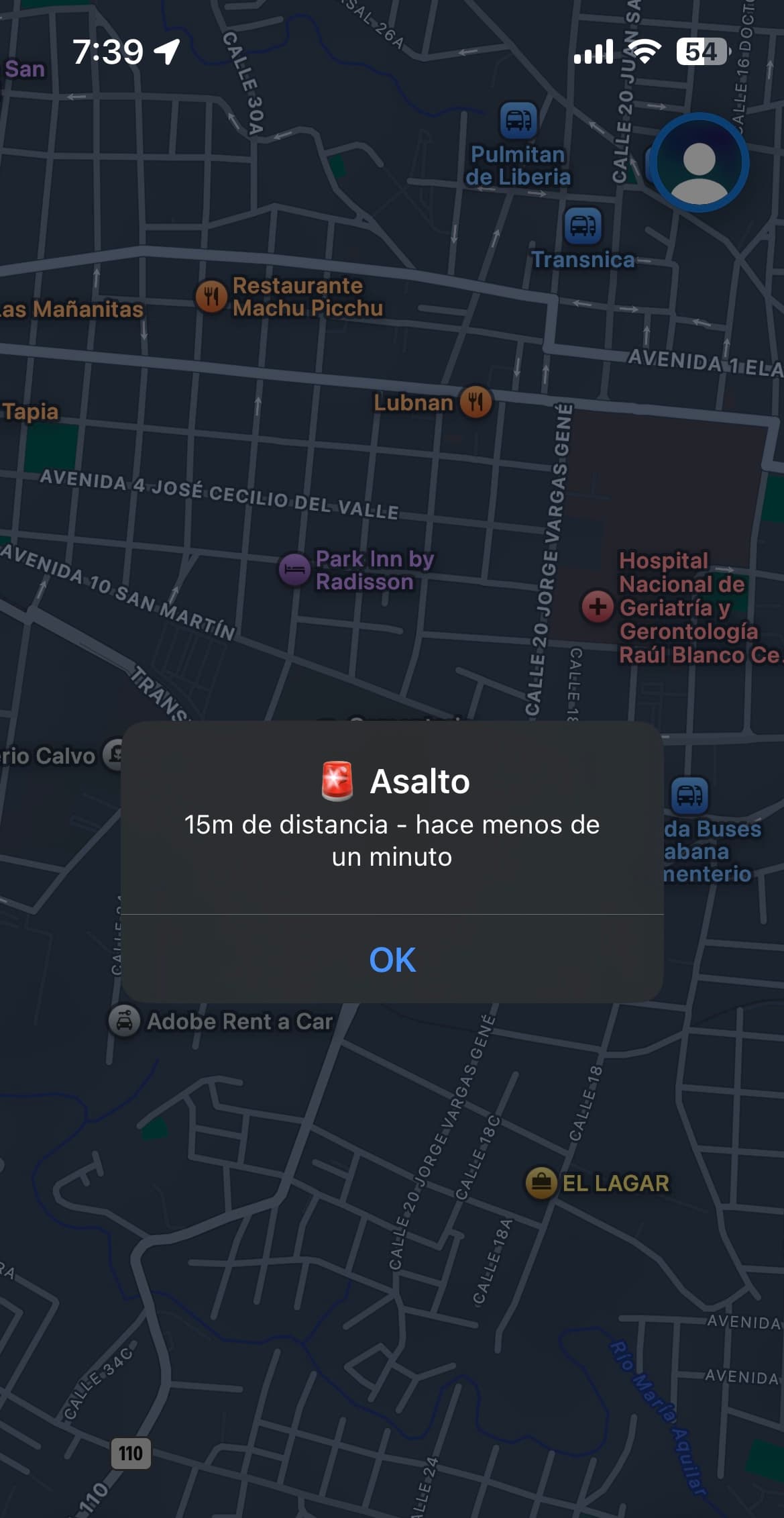 Alerta de Cityi: Asalto reportado a 15 metros de distancia